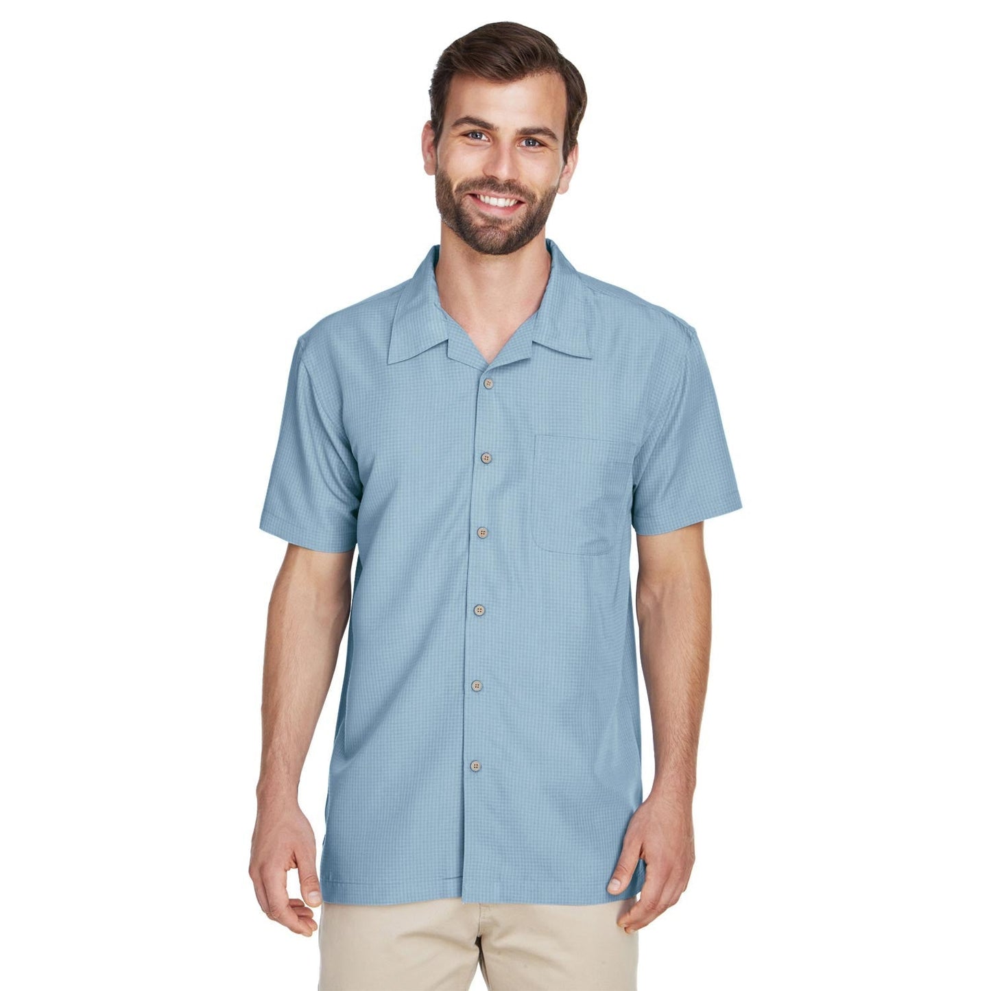 Black Button Up Shirt - Harriton - Textured Camp Style