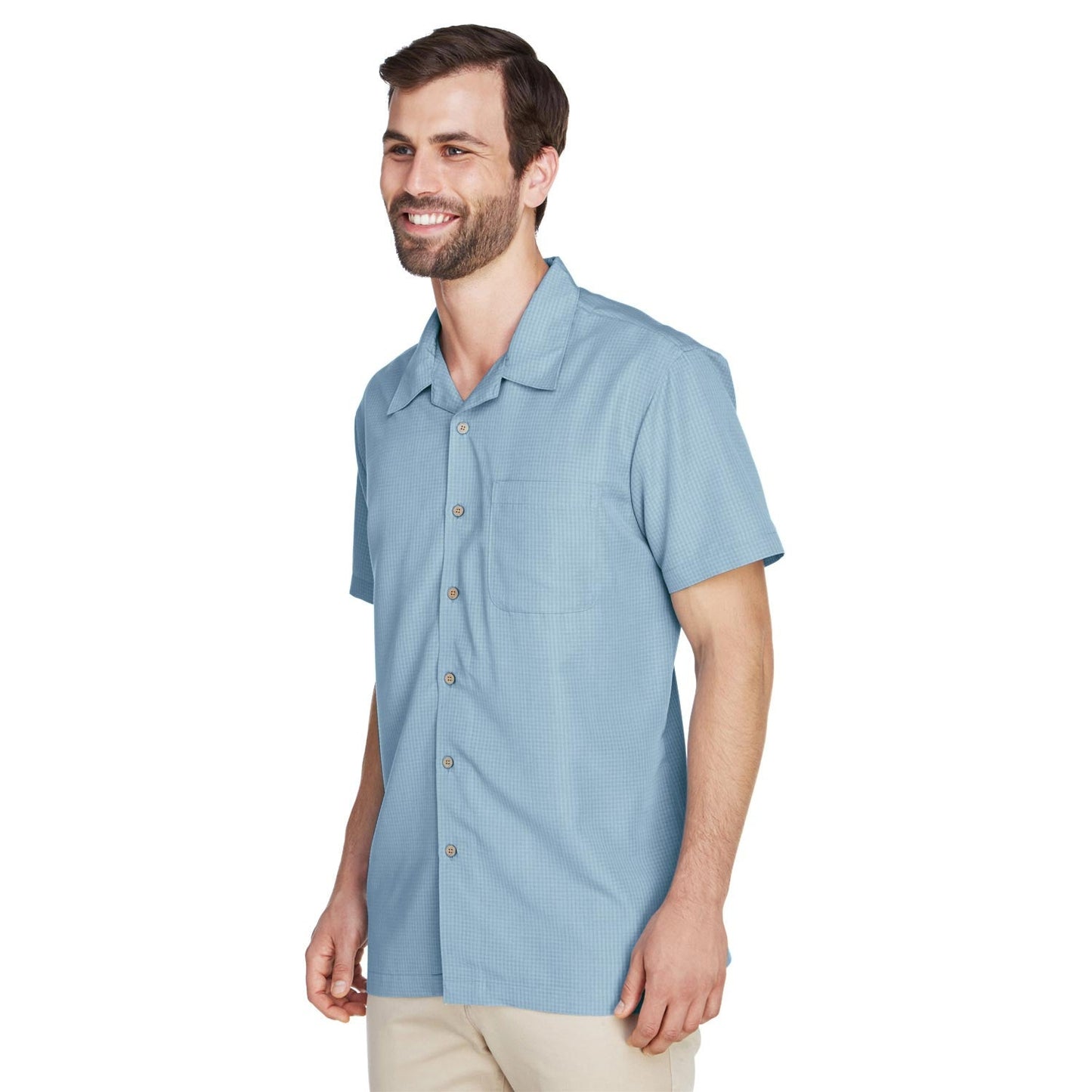 Black Button Up Shirt - Harriton - Textured Camp Style