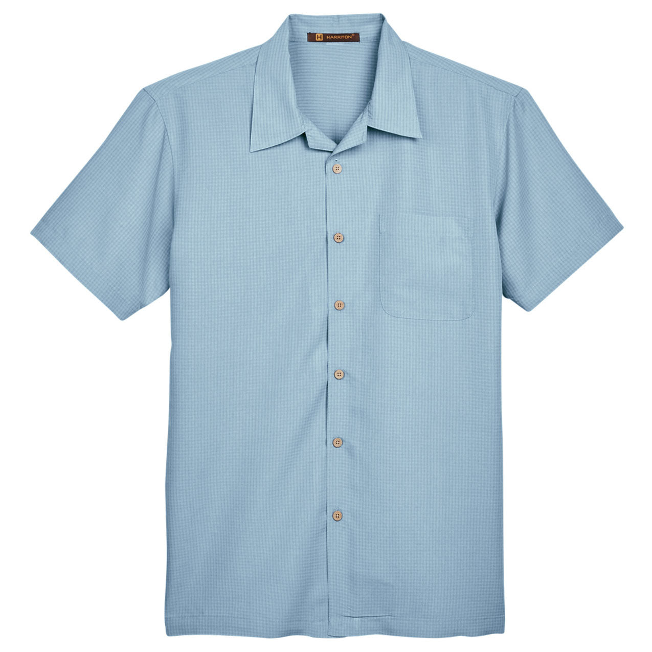 Black Button Up Shirt - Harriton - Textured Camp Style