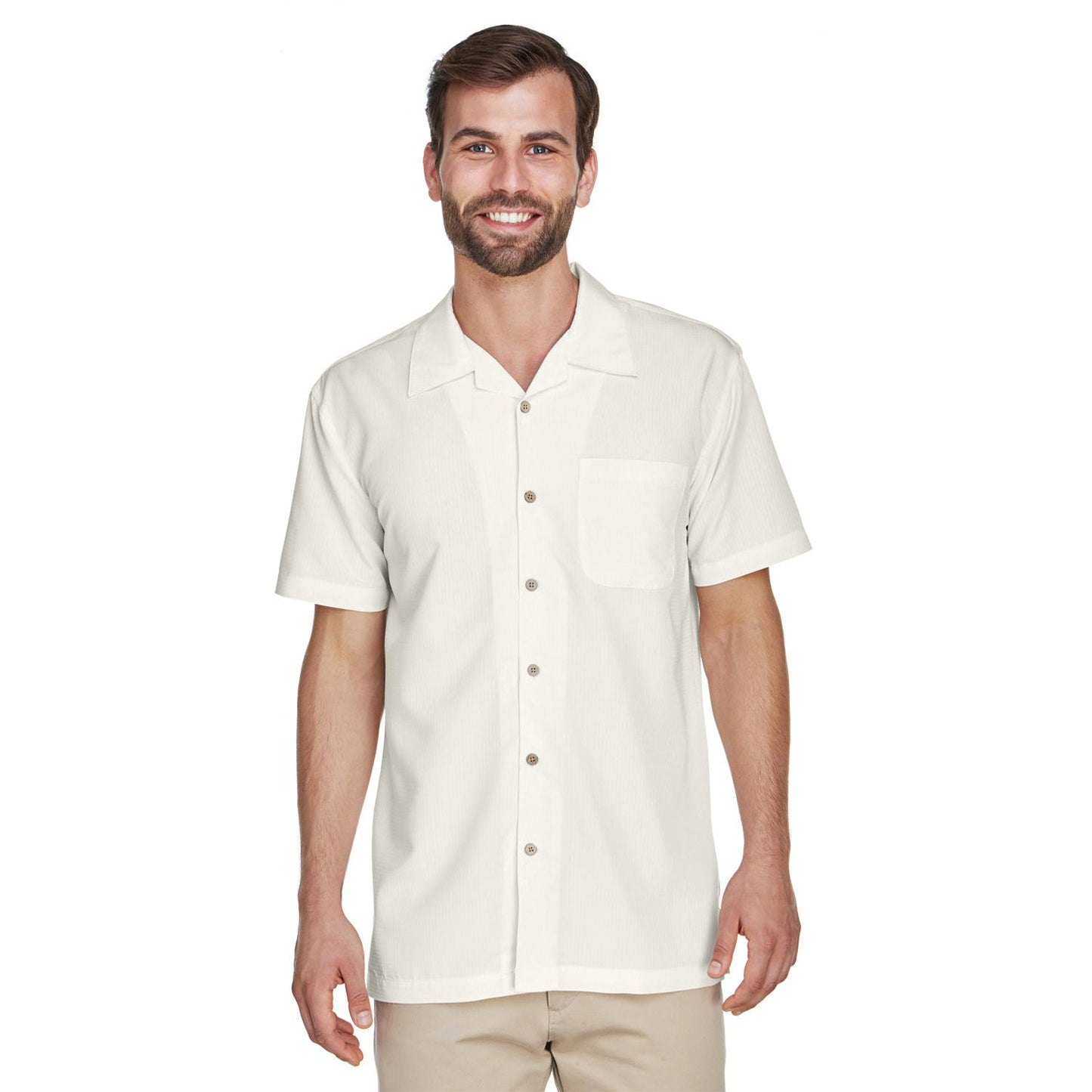 Black Button Up Shirt - Harriton - Textured Camp Style