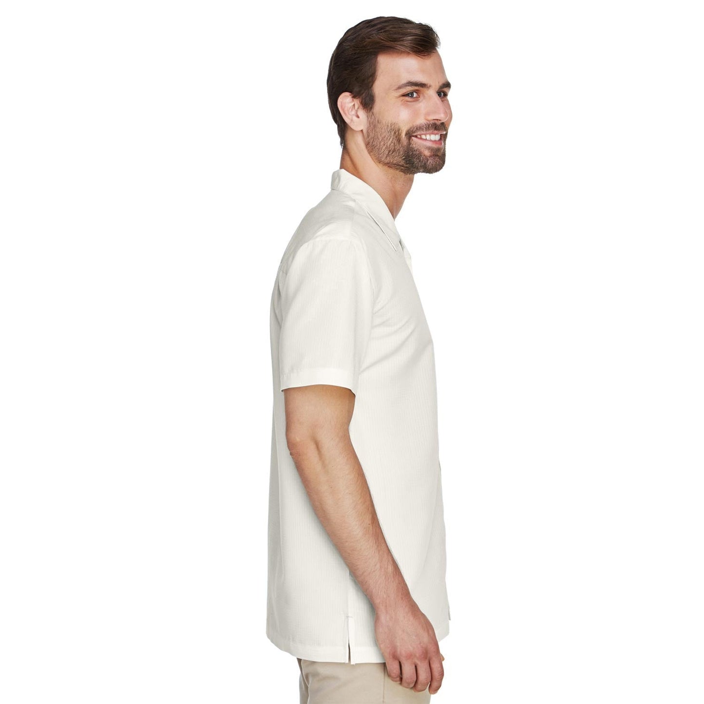 Black Button Up Shirt - Harriton - Textured Camp Style