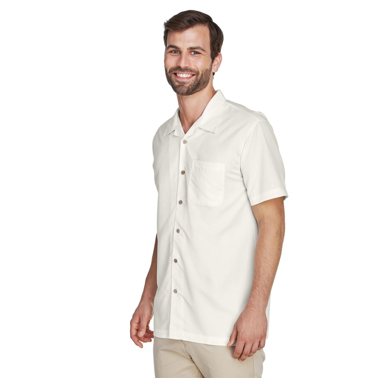 Black Button Up Shirt - Harriton - Textured Camp Style