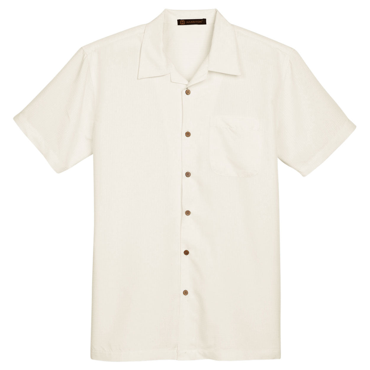 Black Button Up Shirt - Harriton - Textured Camp Style