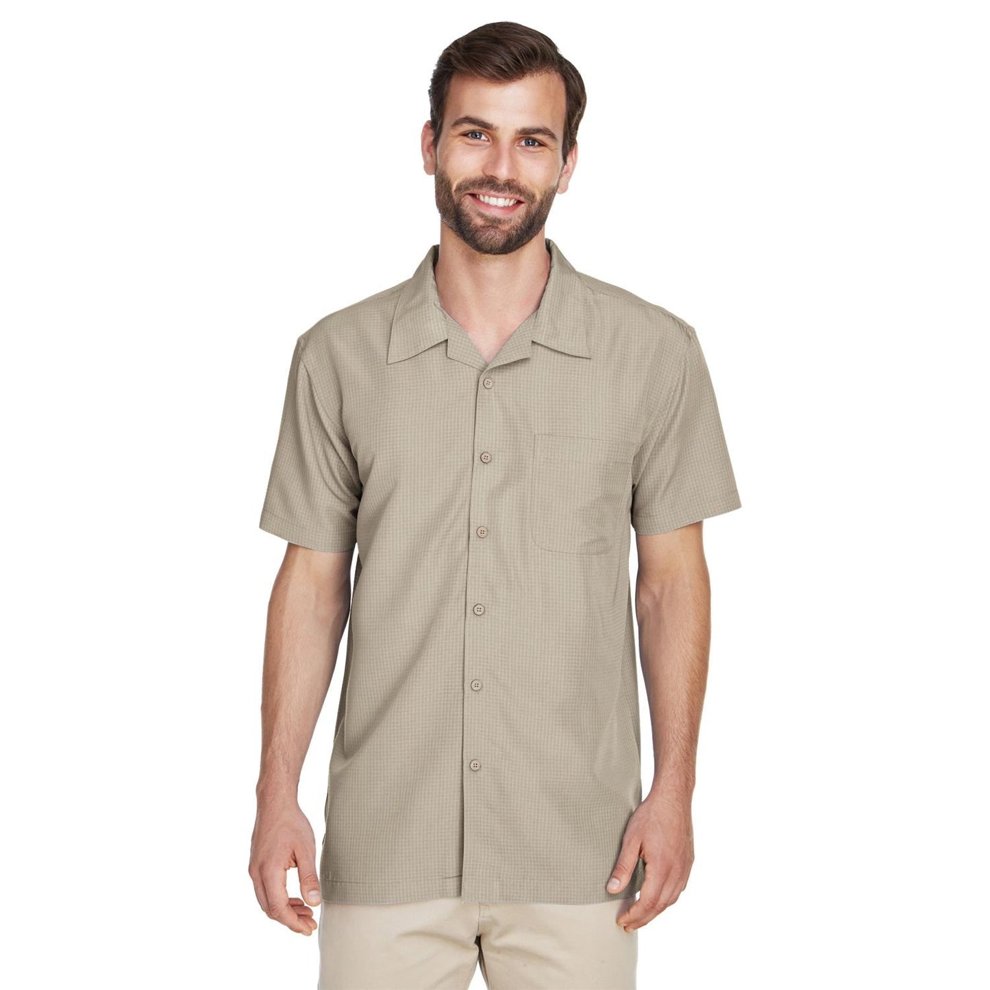 Black Button Up Shirt - Harriton - Textured Camp Style