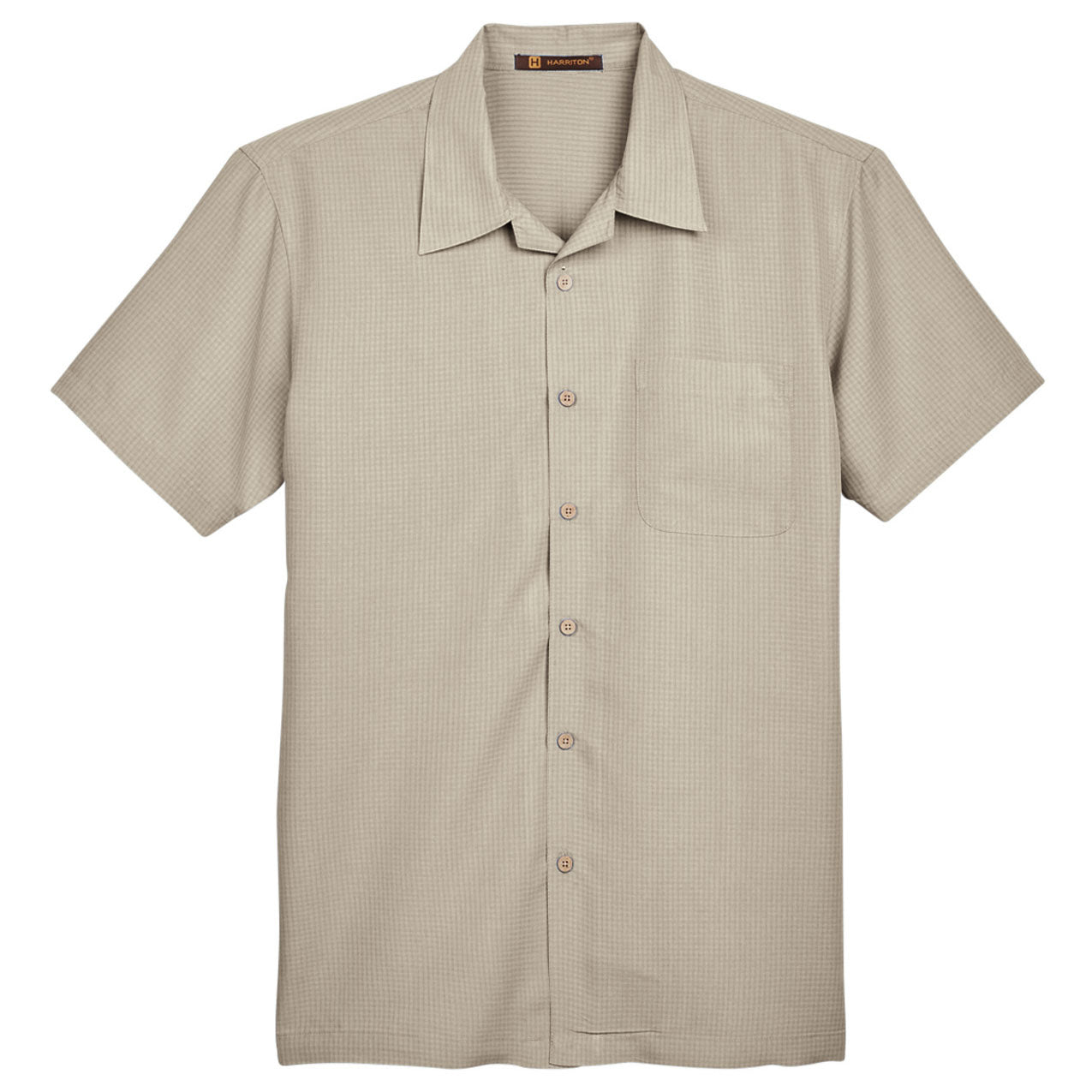 Black Button Up Shirt - Harriton - Textured Camp Style