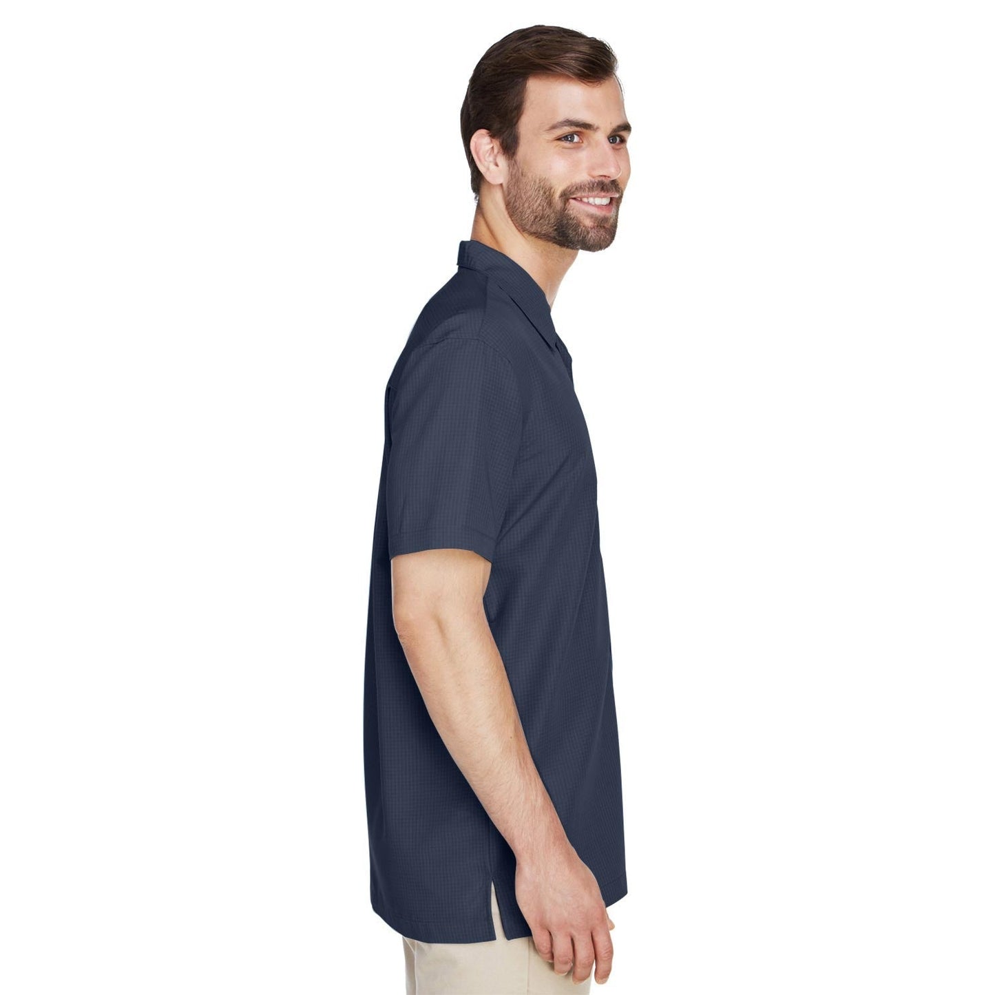 Black Button Up Shirt - Harriton - Textured Camp Style