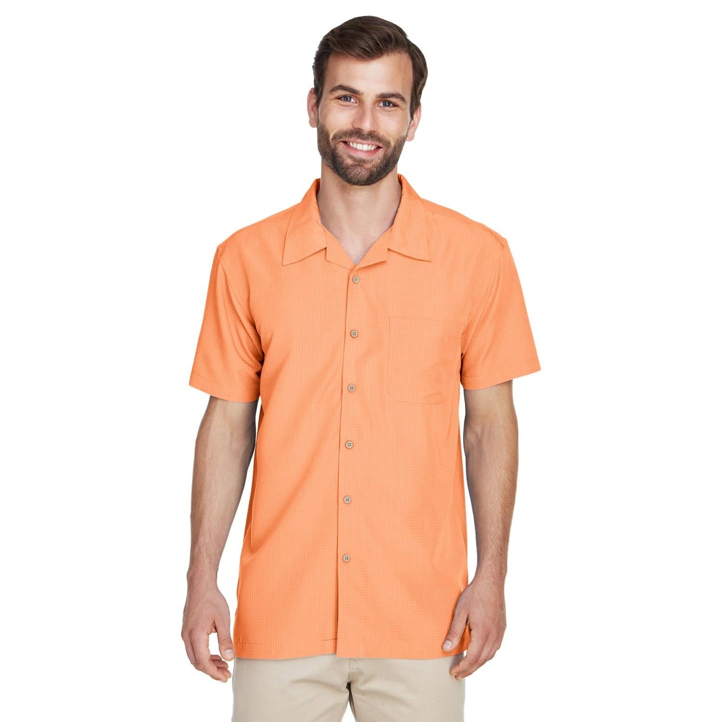 Black Button Up Shirt - Harriton - Textured Camp Style