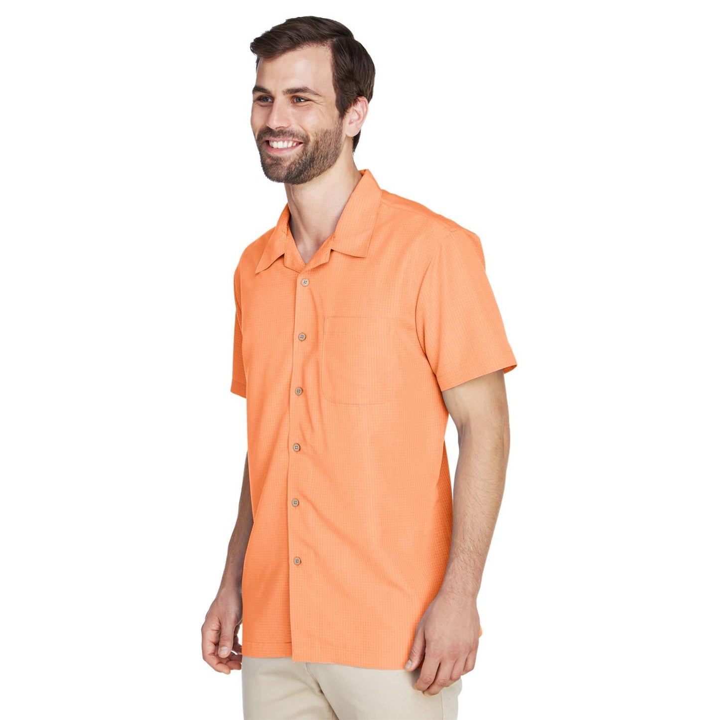 Black Button Up Shirt - Harriton - Textured Camp Style