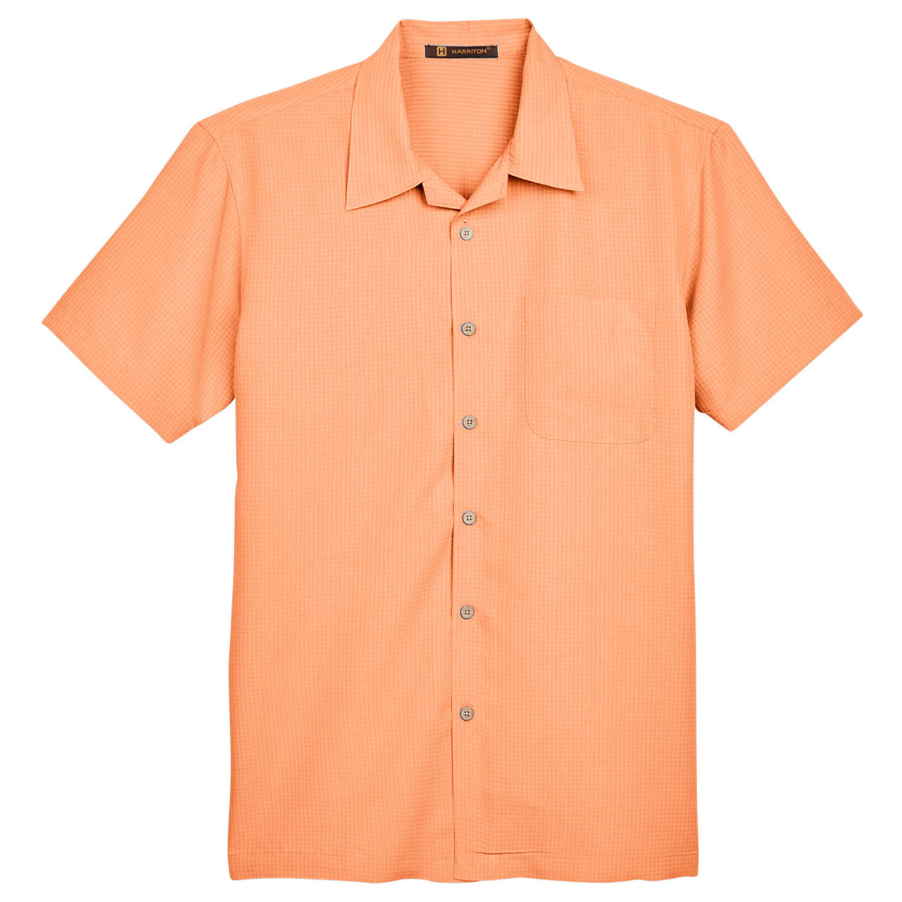 Black Button Up Shirt - Harriton - Textured Camp Style