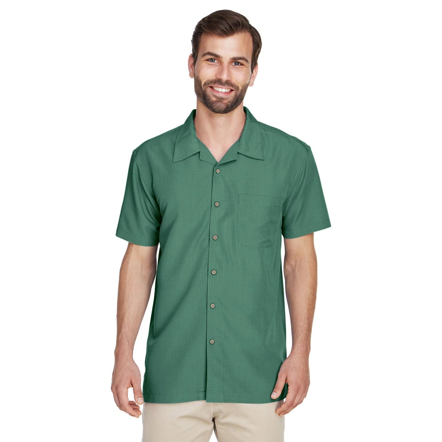 Black Button Up Shirt - Harriton - Textured Camp Style