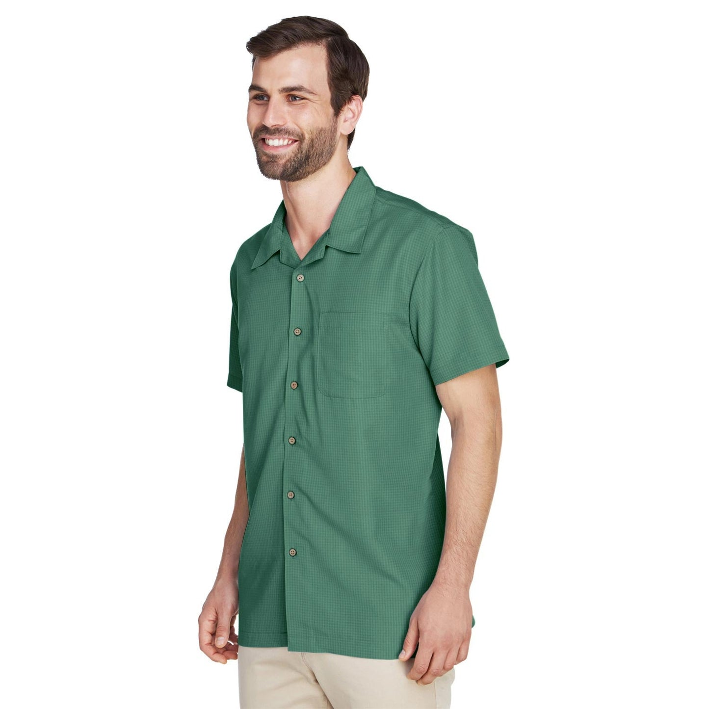 Black Button Up Shirt - Harriton - Textured Camp Style