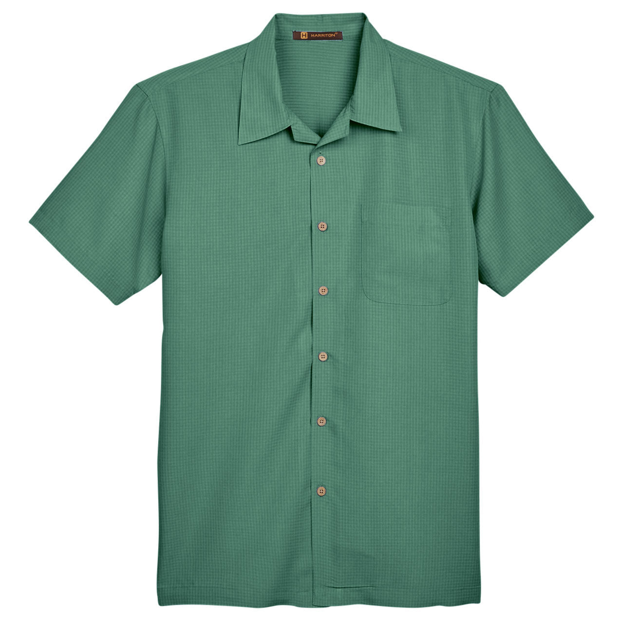 Black Button Up Shirt - Harriton - Textured Camp Style