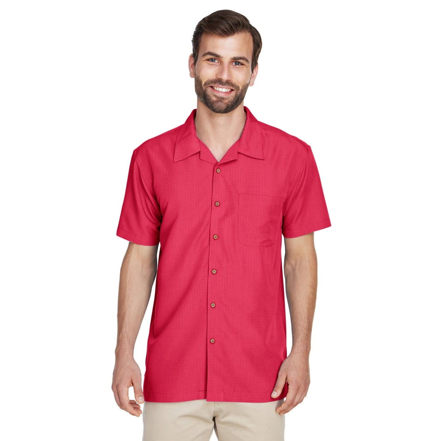 Black Button Up Shirt - Harriton - Textured Camp Style