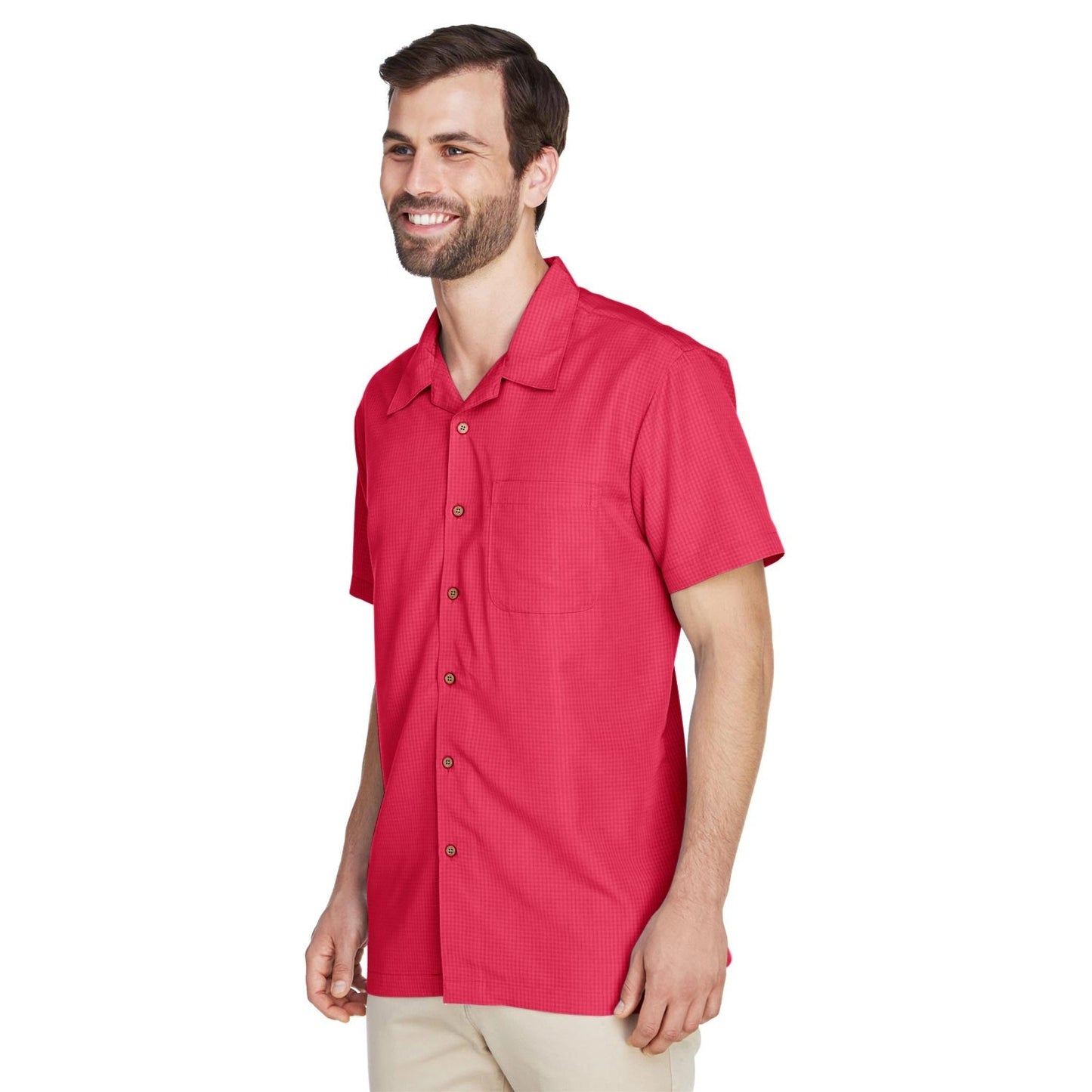 Black Button Up Shirt - Harriton - Textured Camp Style