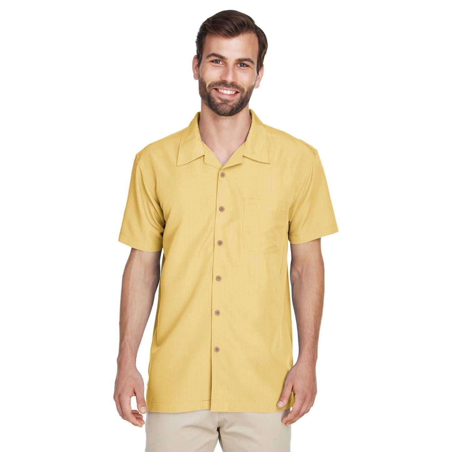 Black Button Up Shirt - Harriton - Textured Camp Style