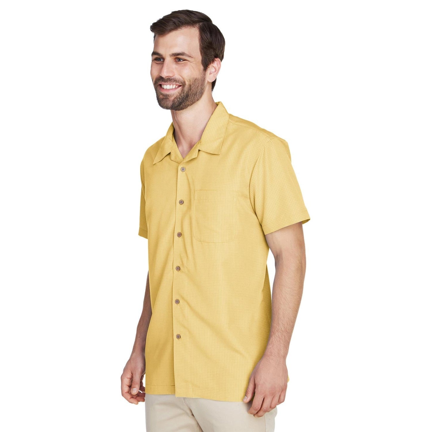Black Button Up Shirt - Harriton - Textured Camp Style