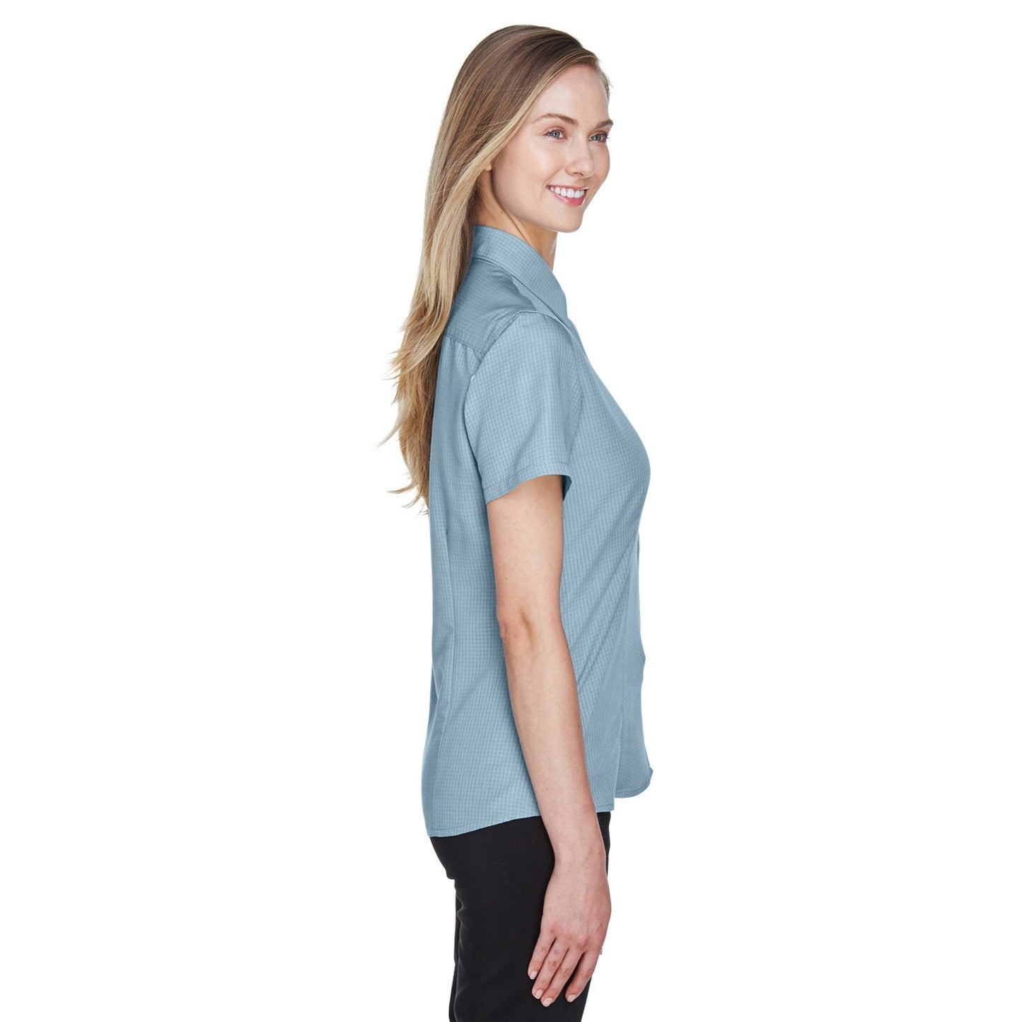 Black Textured Button Up Shirts - Harriton - Soft Fabric