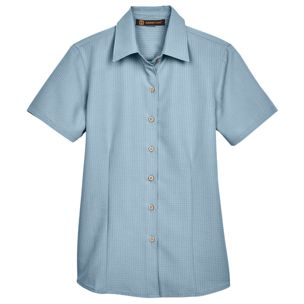 Black Textured Button Up Shirts - Harriton - Soft Fabric