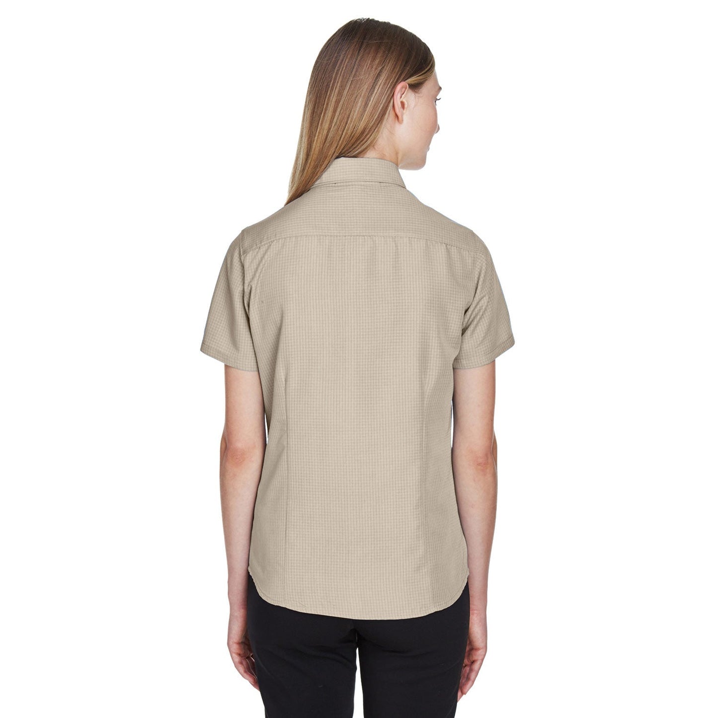 Black Textured Button Up Shirts - Harriton - Soft Fabric
