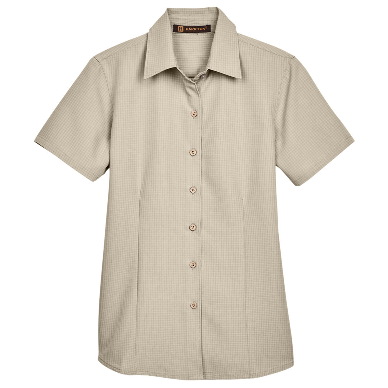 Black Textured Button Up Shirts - Harriton - Soft Fabric