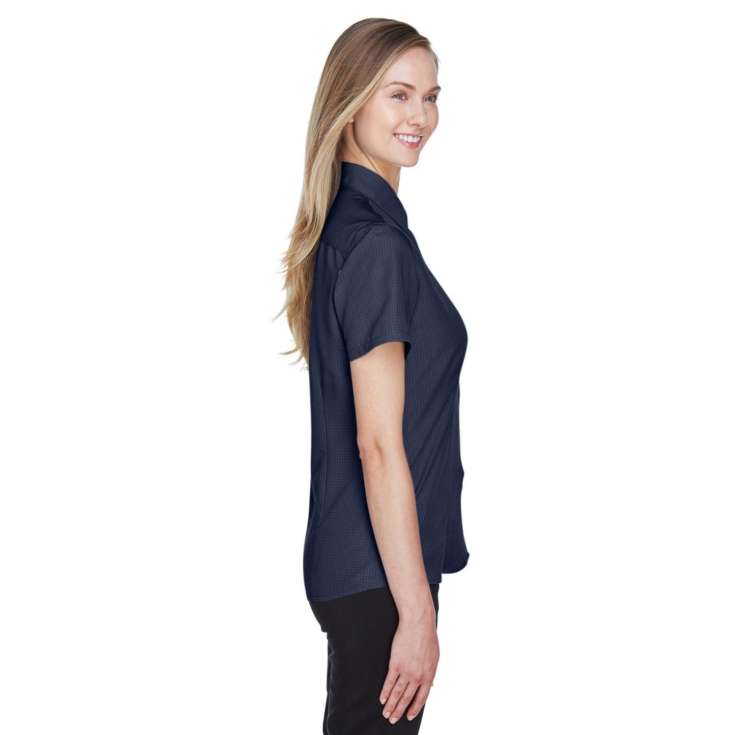 Black Textured Button Up Shirts - Harriton - Soft Fabric