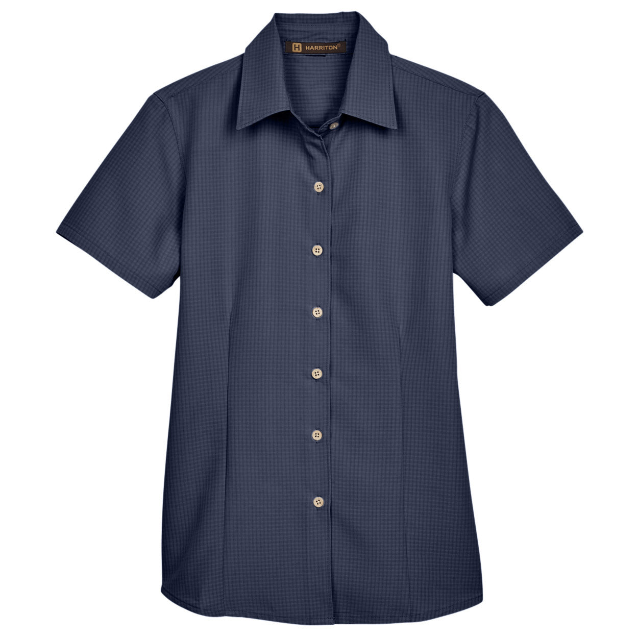 Black Textured Button Up Shirts - Harriton - Soft Fabric