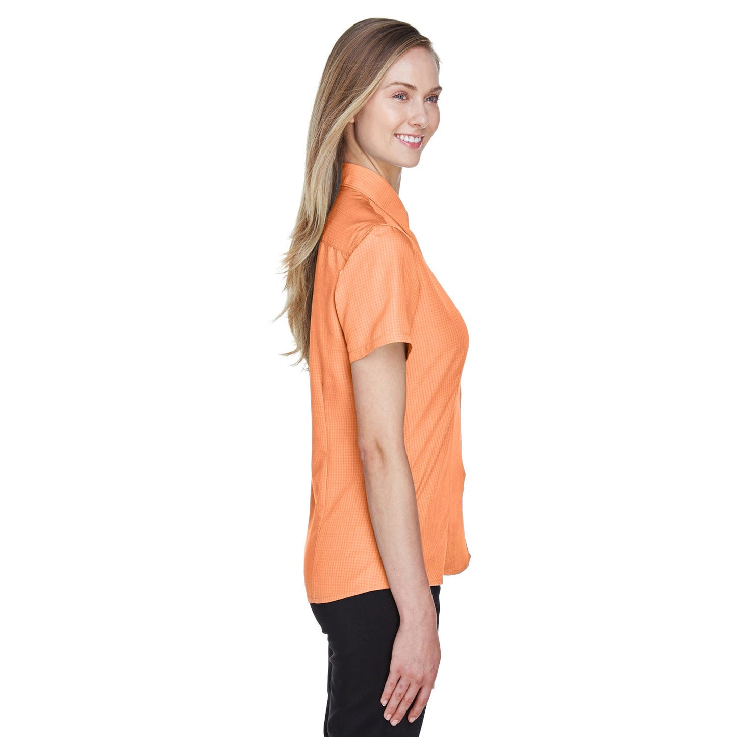 Black Textured Button Up Shirts - Harriton - Soft Fabric
