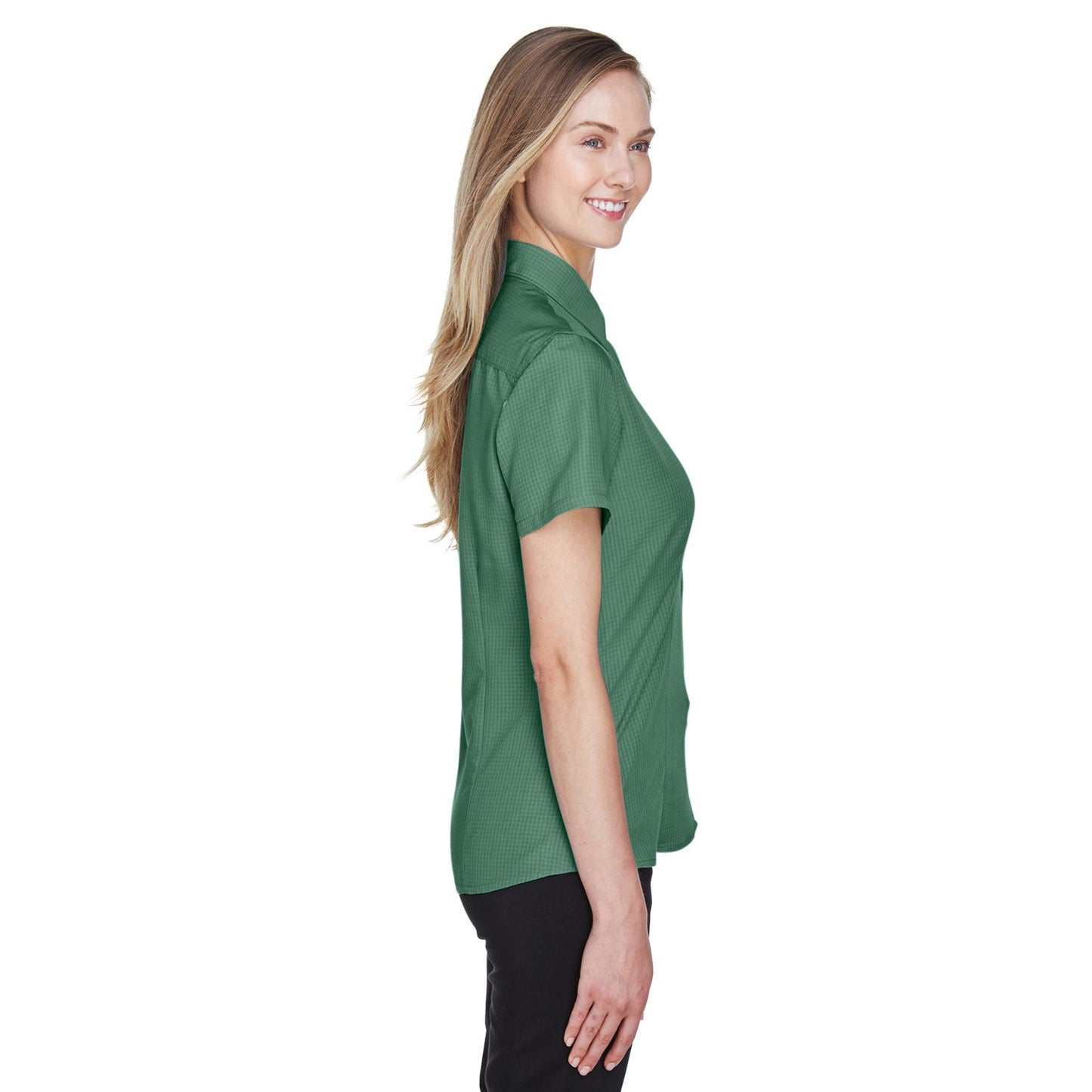 Black Textured Button Up Shirts - Harriton - Soft Fabric