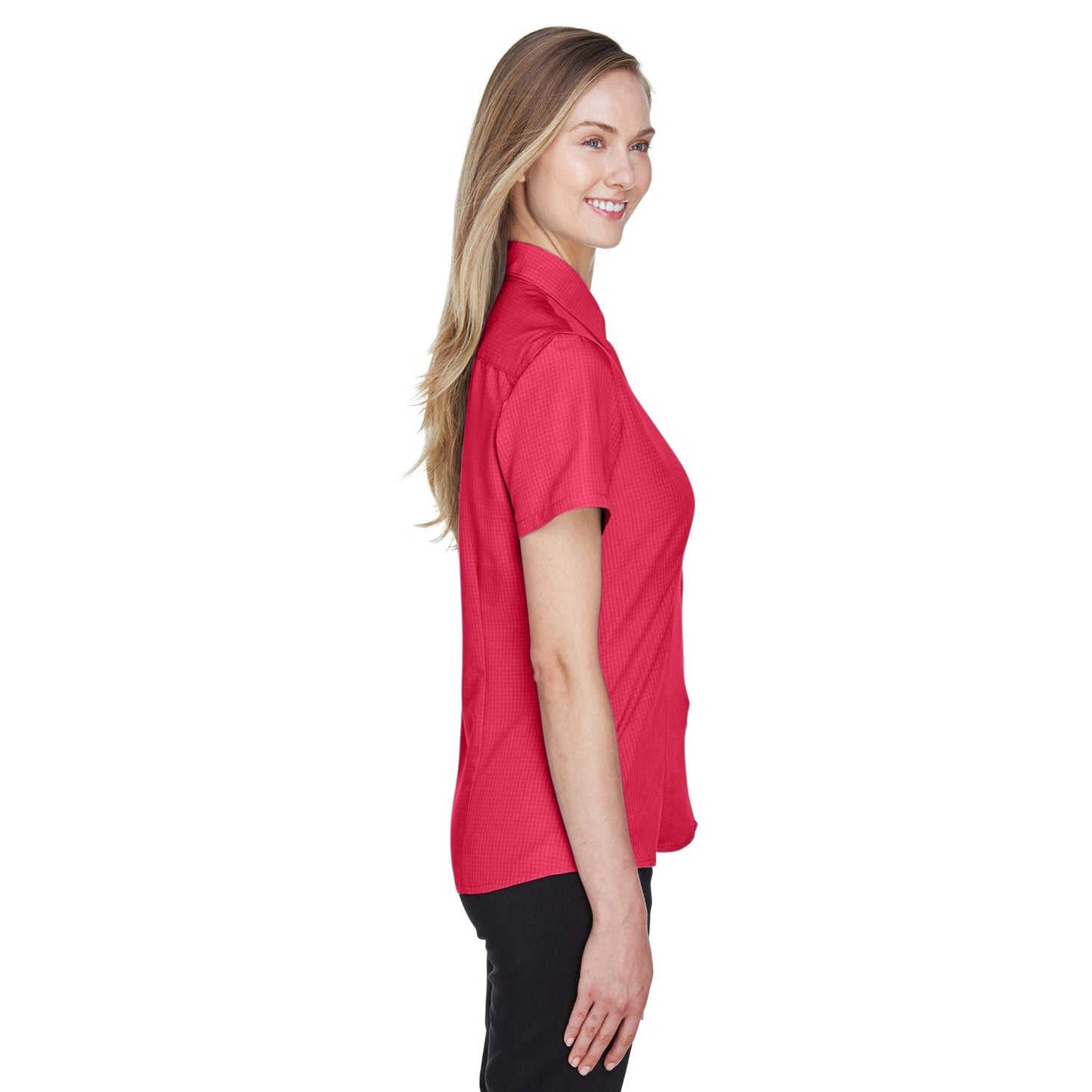 Black Textured Button Up Shirts - Harriton - Soft Fabric
