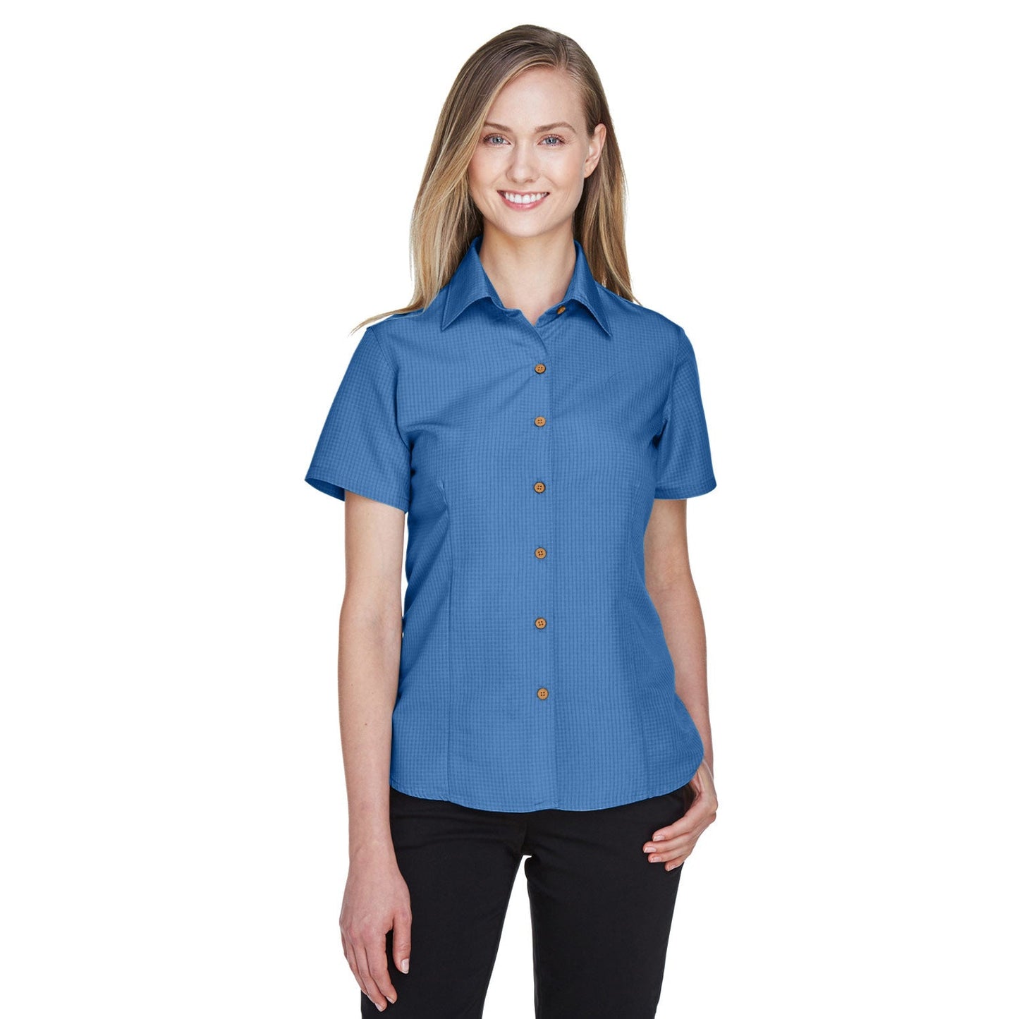 Black Textured Button Up Shirts - Harriton - Soft Fabric