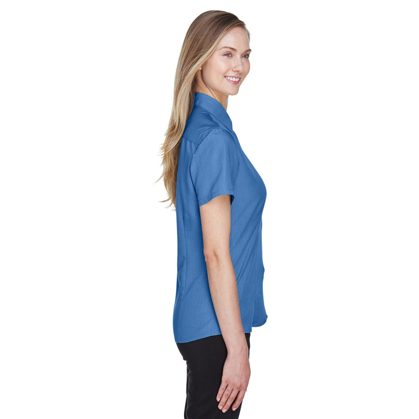 Black Textured Button Up Shirts - Harriton - Soft Fabric