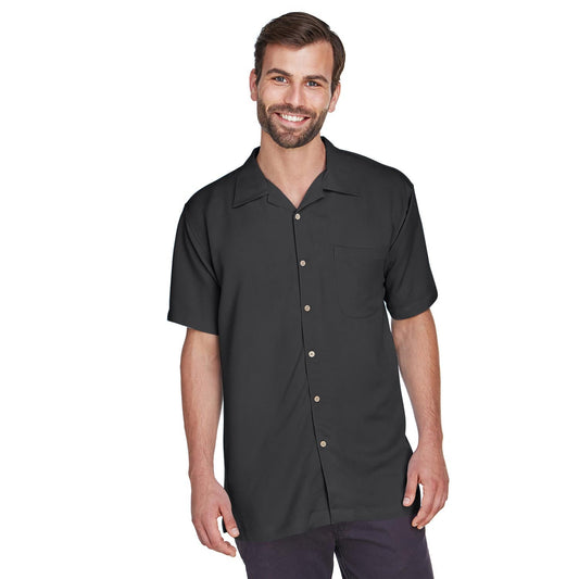 Black Button Up Shirts - Harriton - Cord Fabric