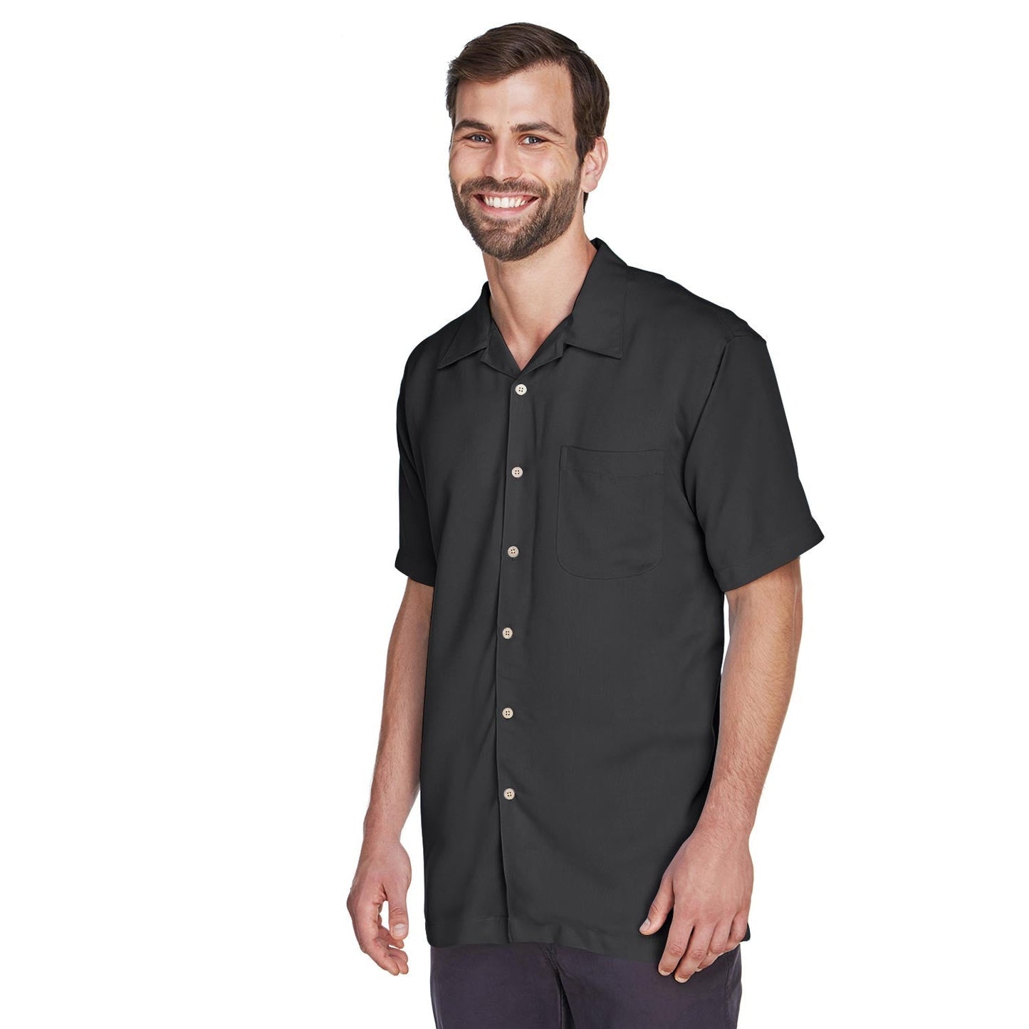 Black Button Up Shirts - Harriton - Cord Fabric