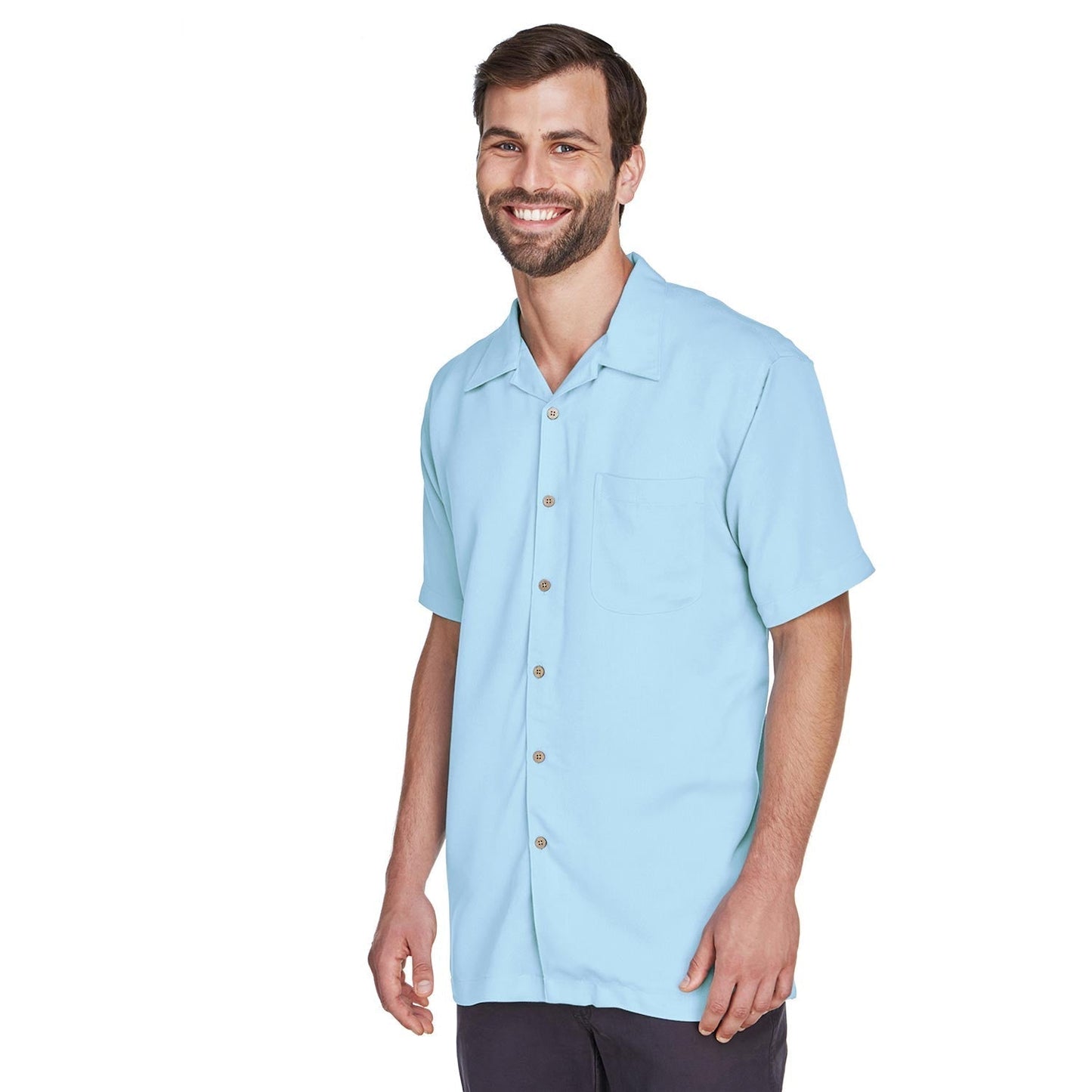 Black Button Up Shirts - Harriton - Cord Fabric
