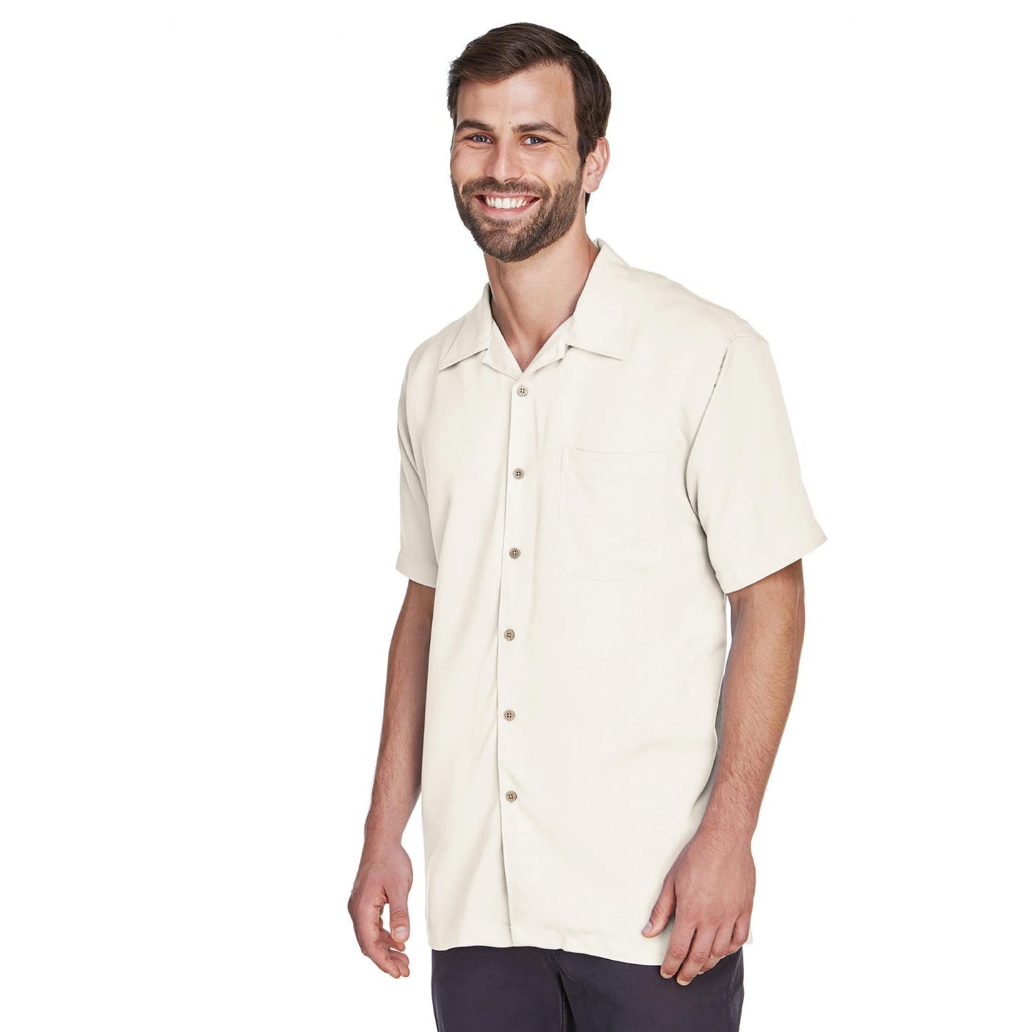 Black Button Up Shirts - Harriton - Cord Fabric