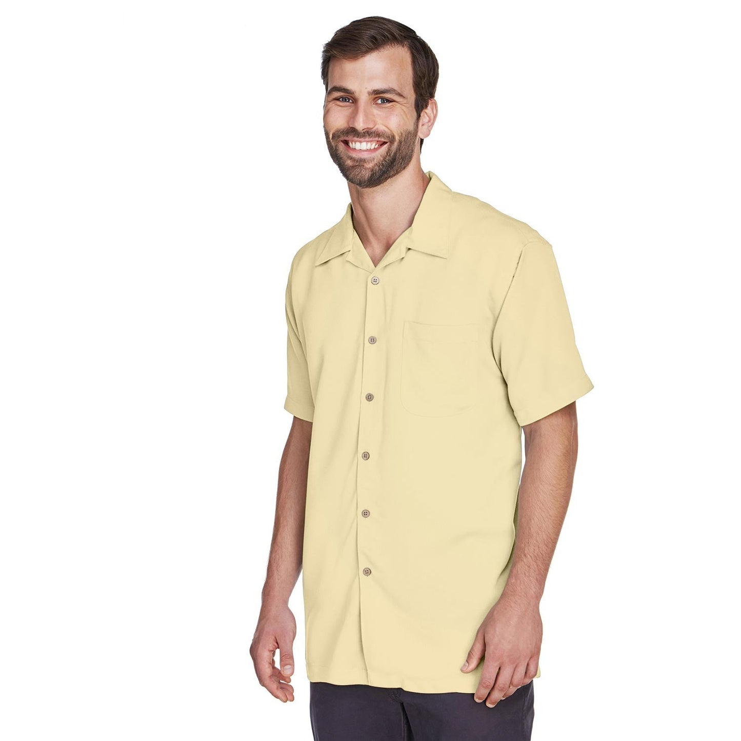 Black Button Up Shirts - Harriton - Cord Fabric