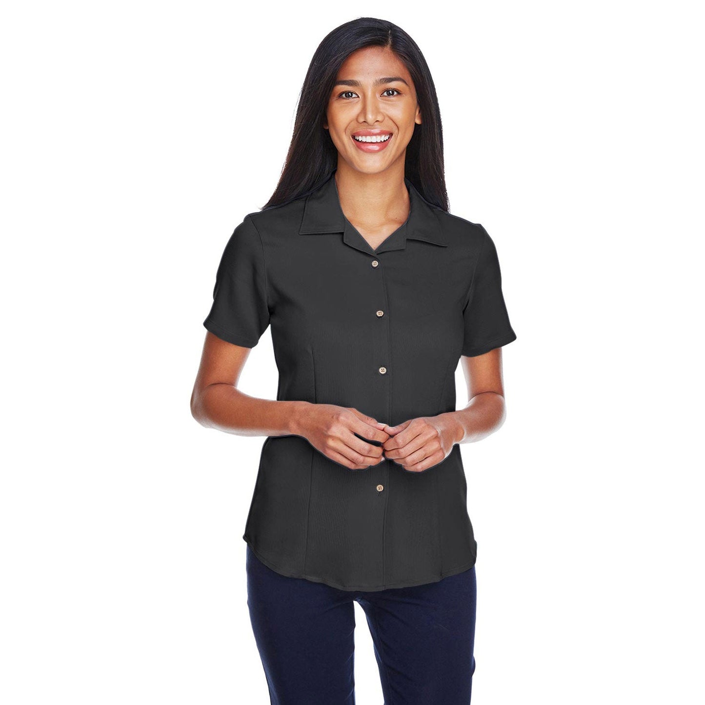 Black Button Up Shirts - Harriton - Stylish Fabric