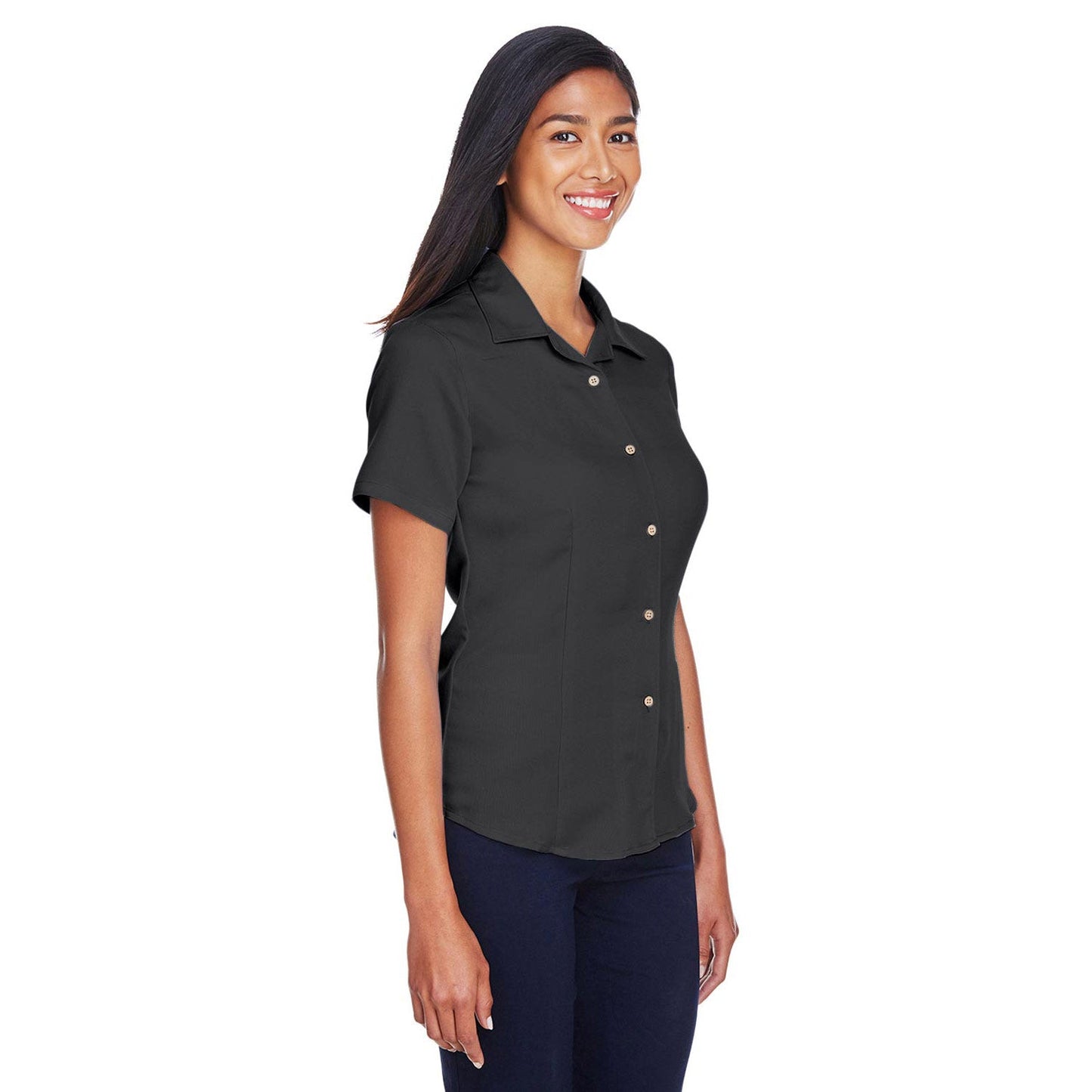 Black Button Up Shirts - Harriton - Stylish Fabric