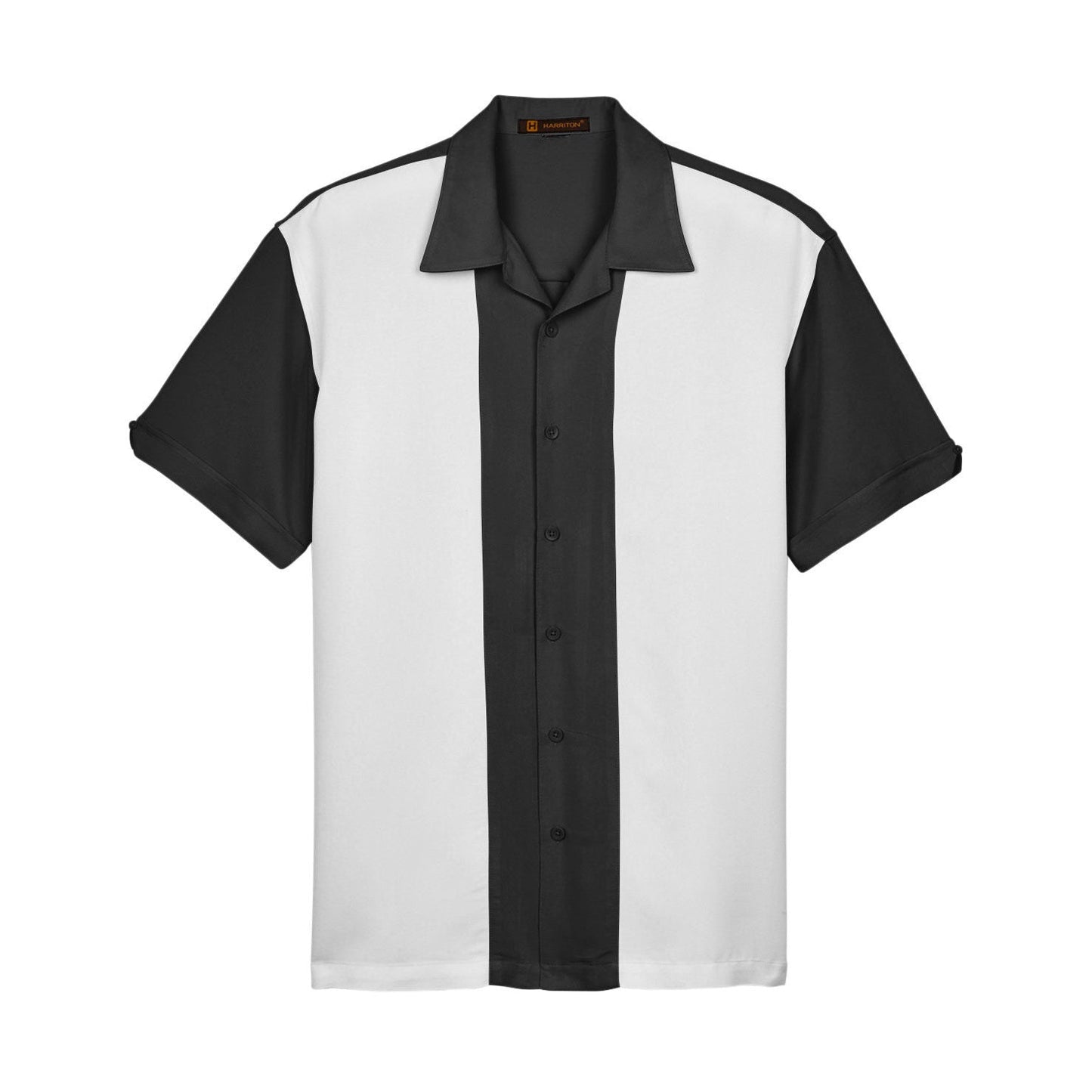 Black/Creme Button Up Shirt - Harriton - Two-Tone Style