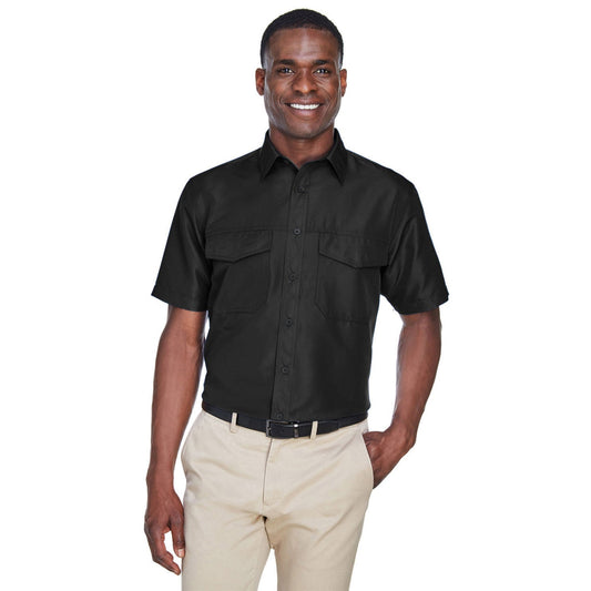 Black Button Up Shirts - Harriton - Short Sleeve Performance