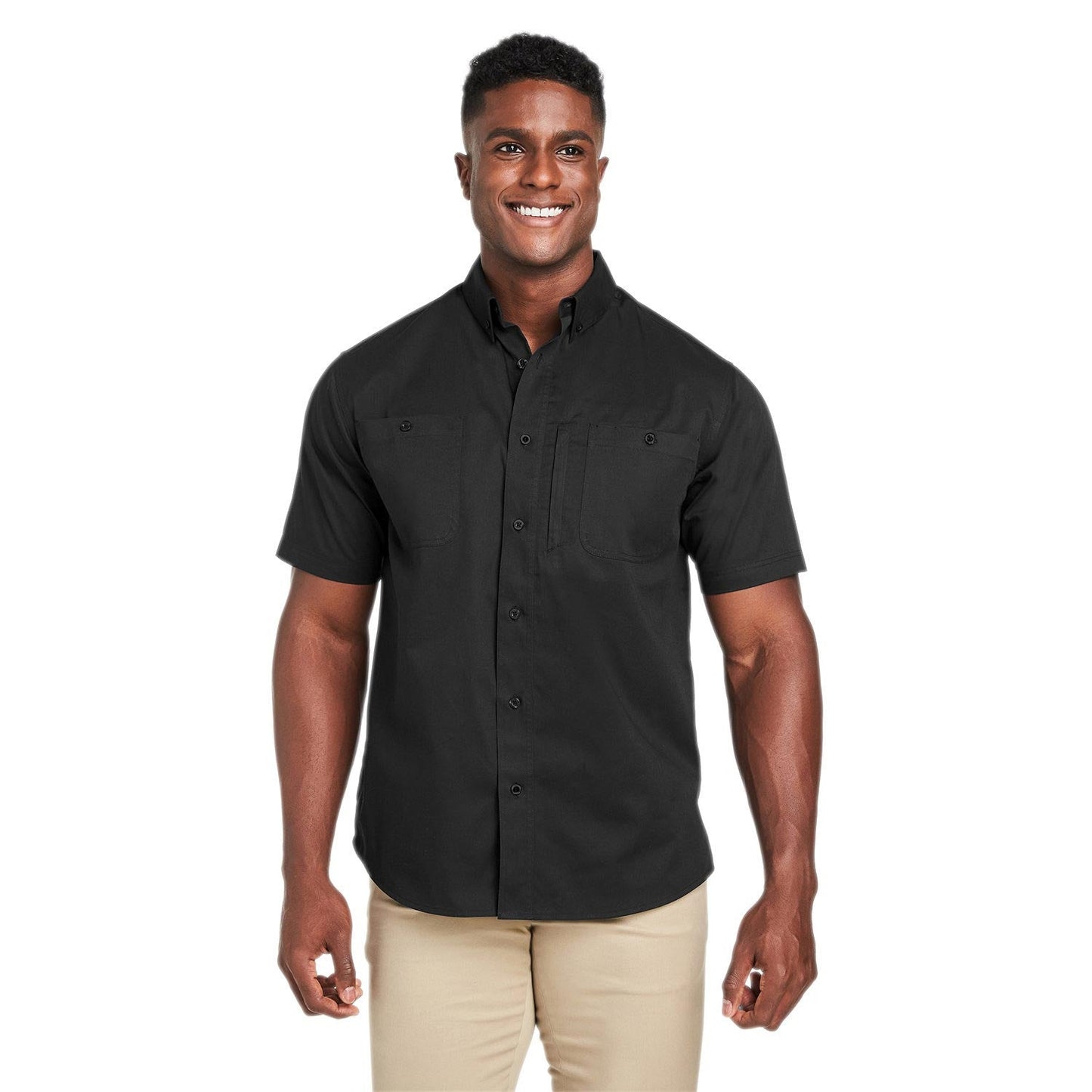 Black Button Up Shirt - Harriton - Wrinkle Resistant
