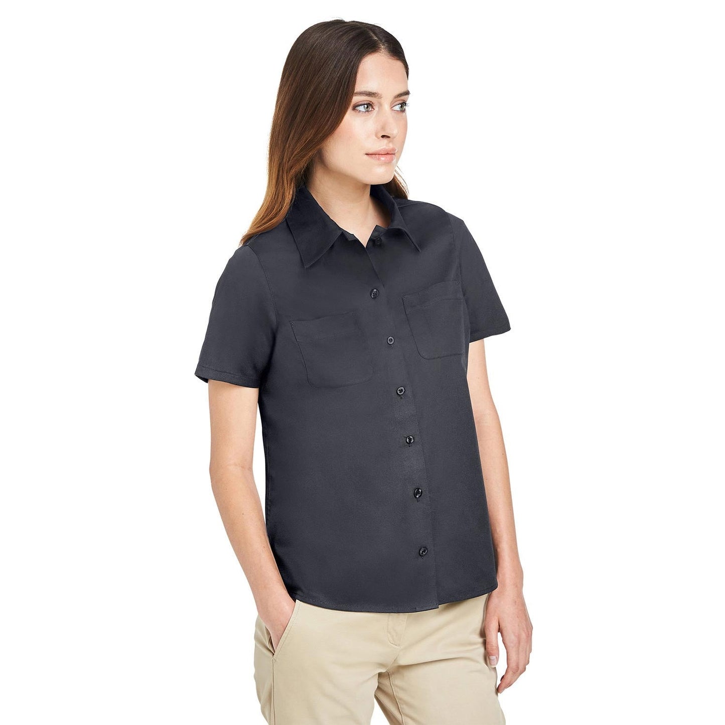 Black Button Up Shirt - Harriton - Wrinkle Resistant