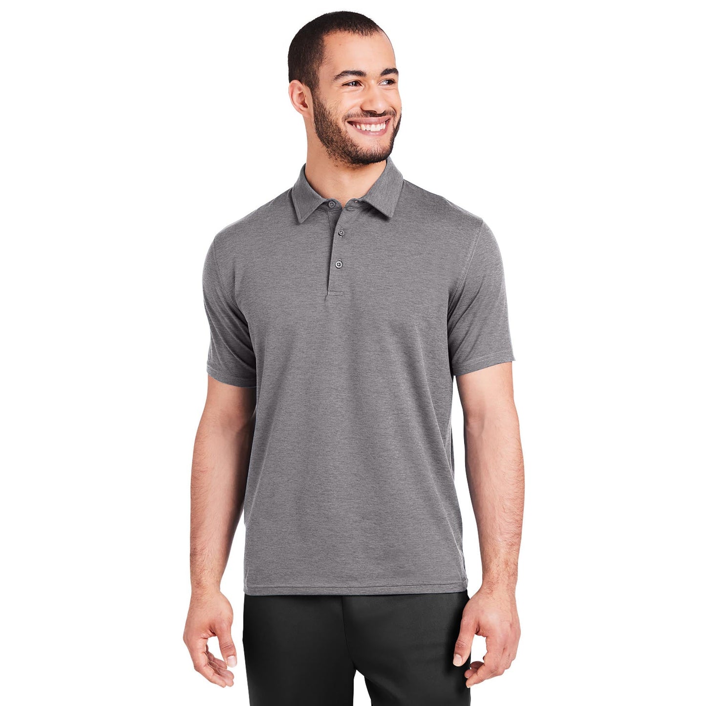 Black Polo Shirts - Glyder - Marbled Jersey Fabric