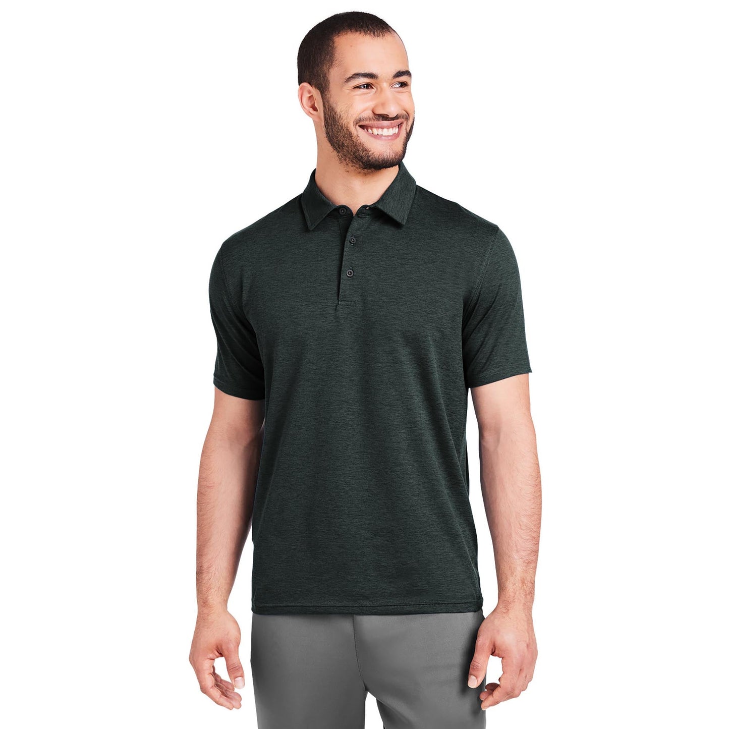 Black Polo Shirts - Glyder - Marbled Jersey Fabric