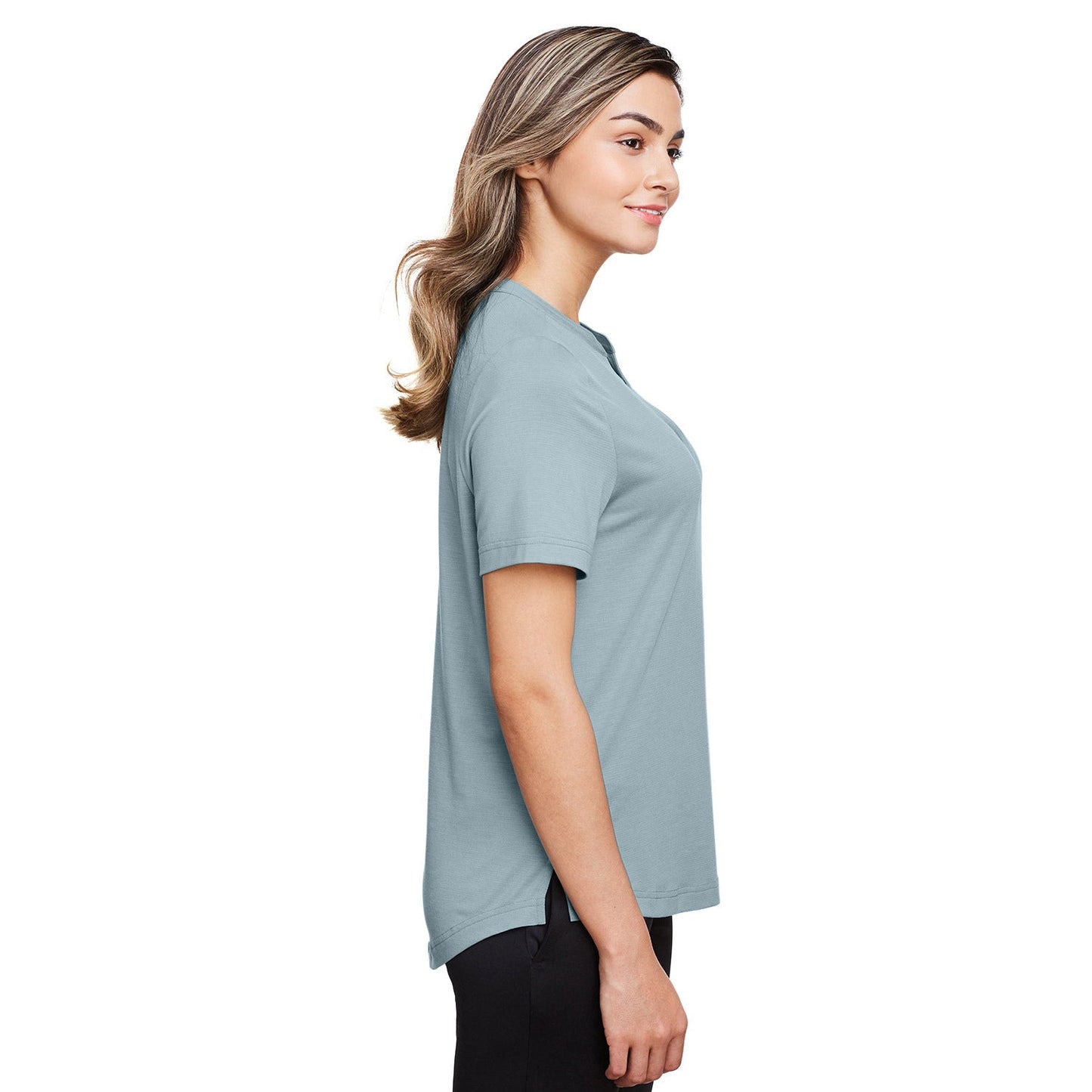Black Stretch Henley Shirt - North End - Moisture Wicking