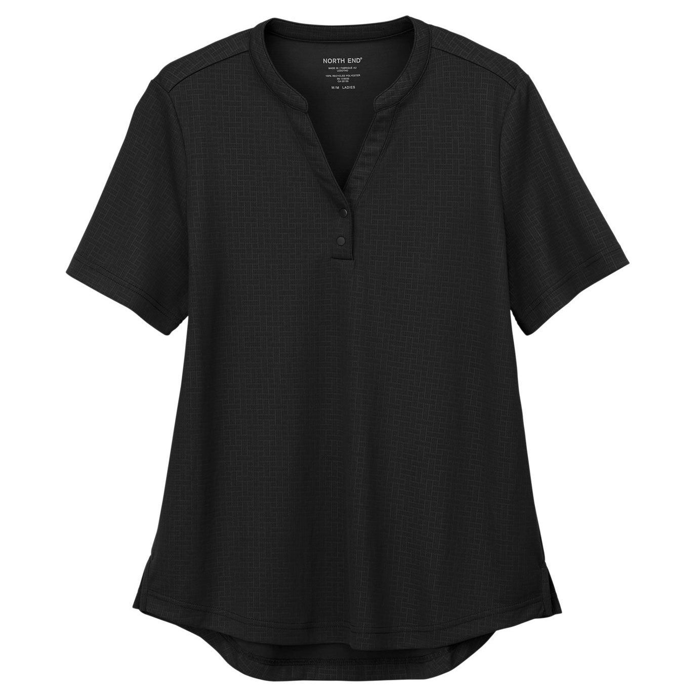 Black Henley Shirts - North End - Recycled Fabric