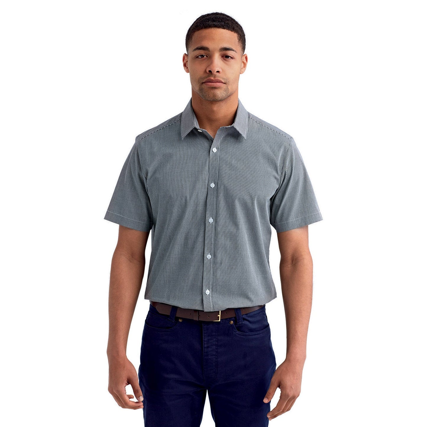 Black/White Button Up Shirt - Reprime - Microcheck Cotton