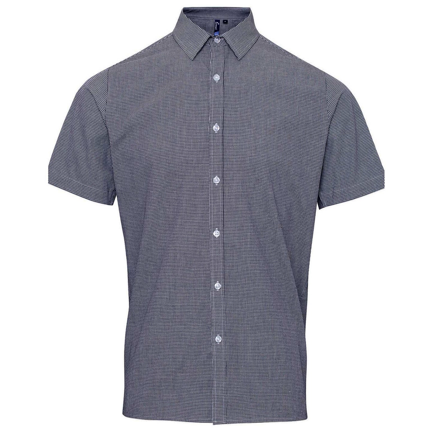 Black/White Button Up Shirt - Reprime - Microcheck Cotton
