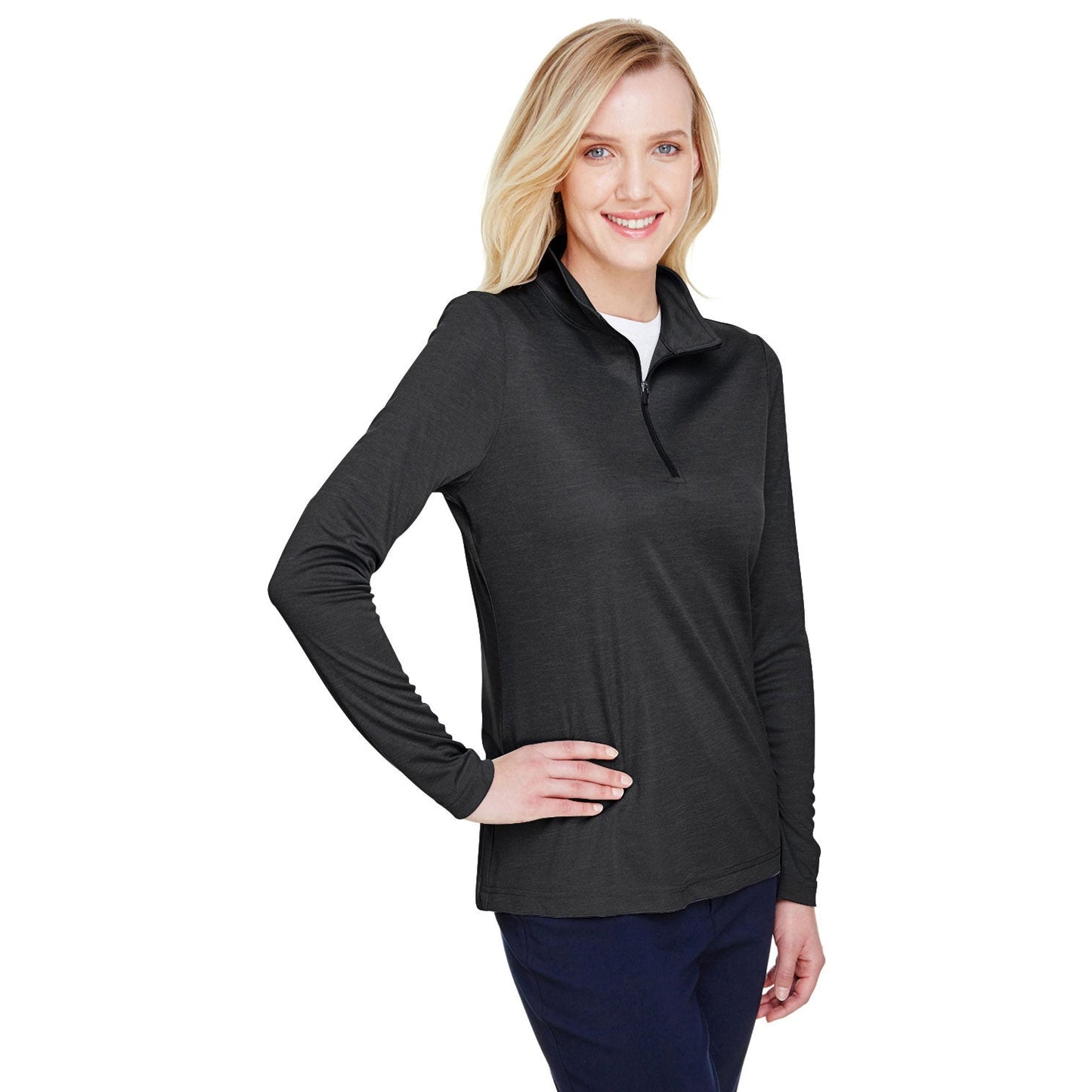 Black Heather Sweatshirt - Team 365 - Performance Fabric