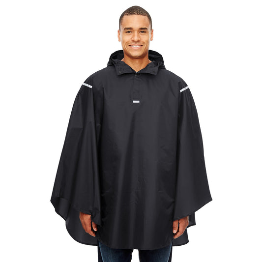 Black Ponchos - Team 365 - Packable Waterproof Design